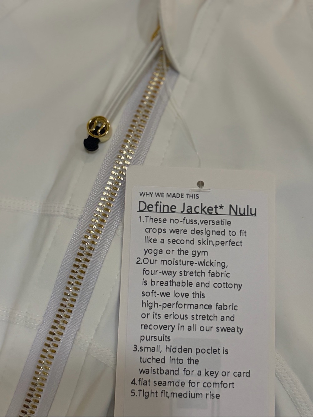 lululemon athletica Women's White Zip-Up Define Jacket & Pants Set Gold Nulu - Picture 4 of 10